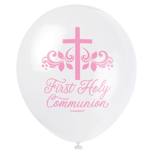 Communion Party Balloons Decorations Pink Girls 1st Holy Communion Decor x 8 - Picture 5 of 5