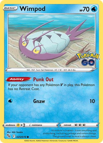 Pokemon TCG - Wimpod - 025/078 - Common - Pokemon Go - NM/M