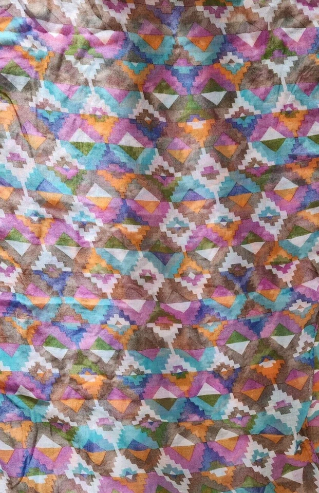 Anthropologie Infinity Scarf New Lightweight Blue Pink Geometric Sheer Boho - Image 3 of 3