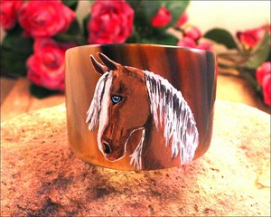 Palomino-Horse-Cuff-Bracelet-Hand-Painted-Equine-Jewelry-Bree-039-s-Art