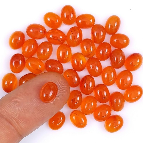 Lote de 38 piedras preciosas cabujón ovaladas de cornalina naranja natural 55 quilates 8x6 mm #1834 - Imagen 2 de 5