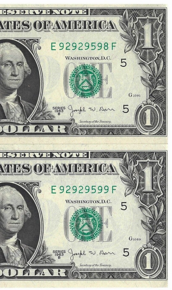  BARR Serial Number Fancy Federal Reserve Error Consecutive Note  - Image 4 of 4