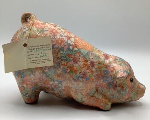 Global Studios Ceramic Decoupage Pig Handmade In England Authenticity Cert P201 - Picture 7 of 12