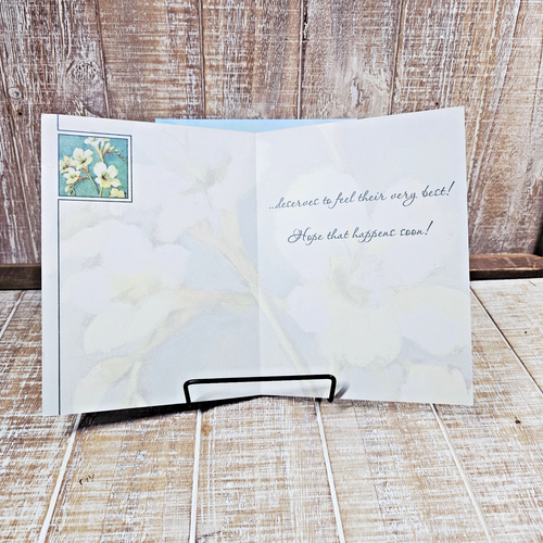 Leanin Tree Get Well Soon Greeting Card Blue White Floral Glitter - Picture 5 of 11