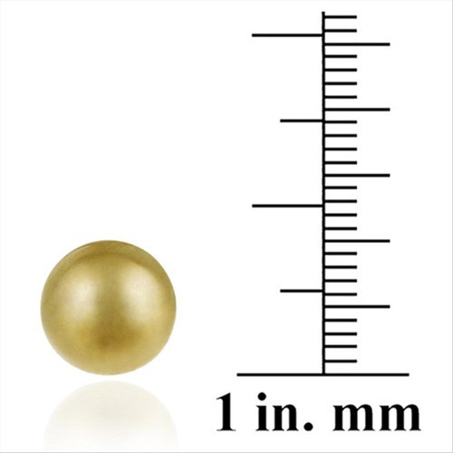 Gold Tone over Sterling Silver 10mm Polished Ball Bead Stud Earrings - Picture 2 of 3