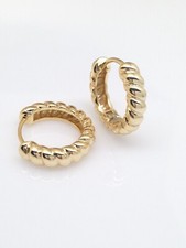 925 Sterling Silver Twisted Rope Hoop Earrings Thick Gold 18.5mm/13.5mm x4mm