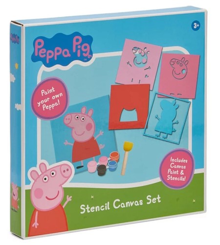 Kids Paint Your Own Peppa Pig Picture Stencil Canvas Set Includes Brush & Paint - Picture 4 of 5