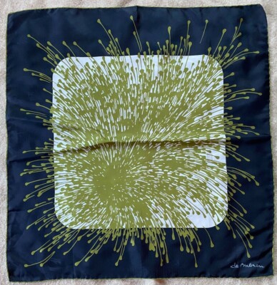 Foulard En Soie Vintage Da Maren 85x85 Cm - Noir Et Vert, Occasion En Très Bon état