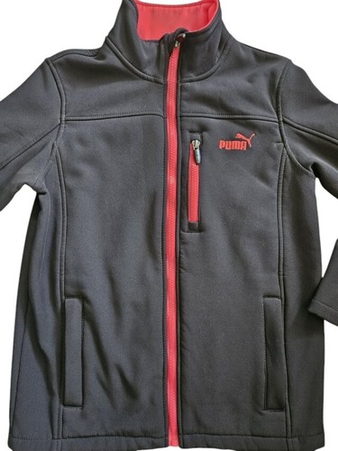 * PUMA Black and Red Zip Front Fleece Lined Track Jacket Boys S Size 8-9 - Picture 4 of 6