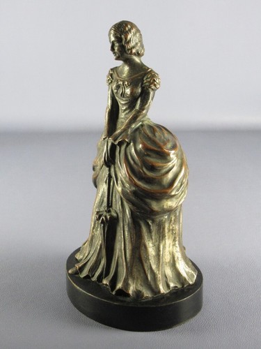 Antique Statue Lady With Umbrella Sculpture Terracotta & Copper Ornament Yrs ‘30 - Picture 2 of 10