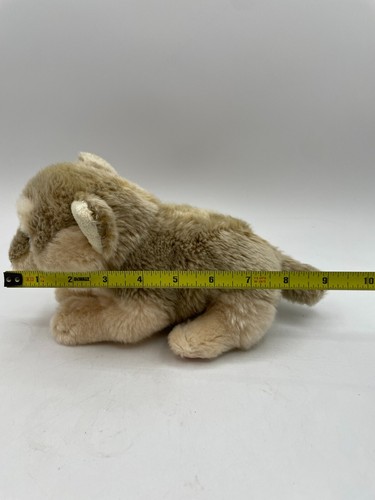 RARE SOS Save Our Space Wolf Pup Realistic Plush Stuffed 9" Laying Tan Brown - Picture 2 of 12