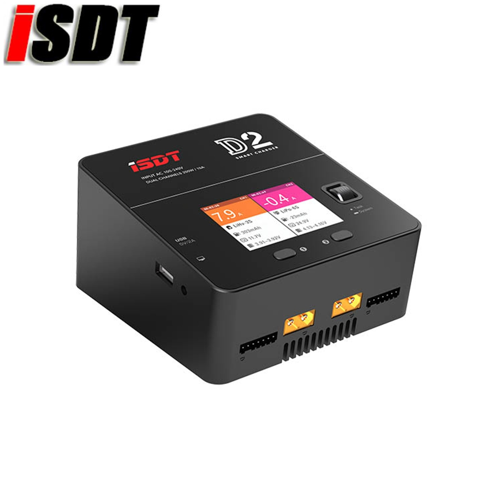 ISDT D2 AC 200W 20A doble canal de salida Equilibrio Cargador Batería Inteligente Para Radio Control ISDT D2 AC 200W 20A doble canal de salida Equilibrio Cargador Batería Inteligente Para Radio Control