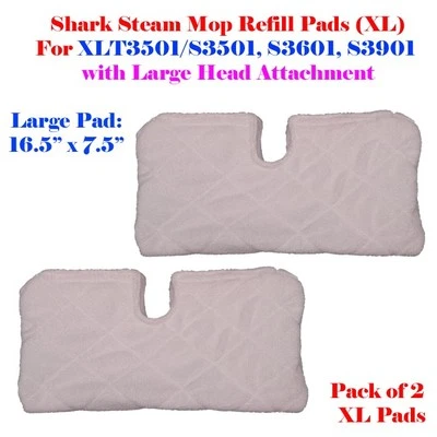 ESHOPPERCITY 2 XL Large Steam Mop Replacement Pocket Pads For Shark S3501 XLT3501 S3601 S3901