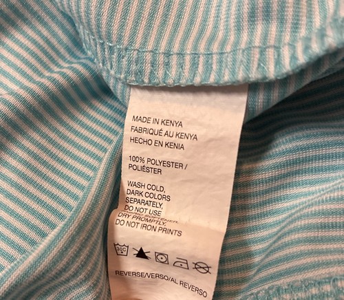 New IZOD Men’s XL Golf Shirt Short Sleeves Light Blue & White Striped Polyester - Picture 6 of 6
