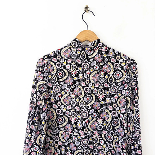 Boden Tie Neck Mini Dress Black Tropic Charm Floral Size 12 Regular NEW - Picture 9 of 16