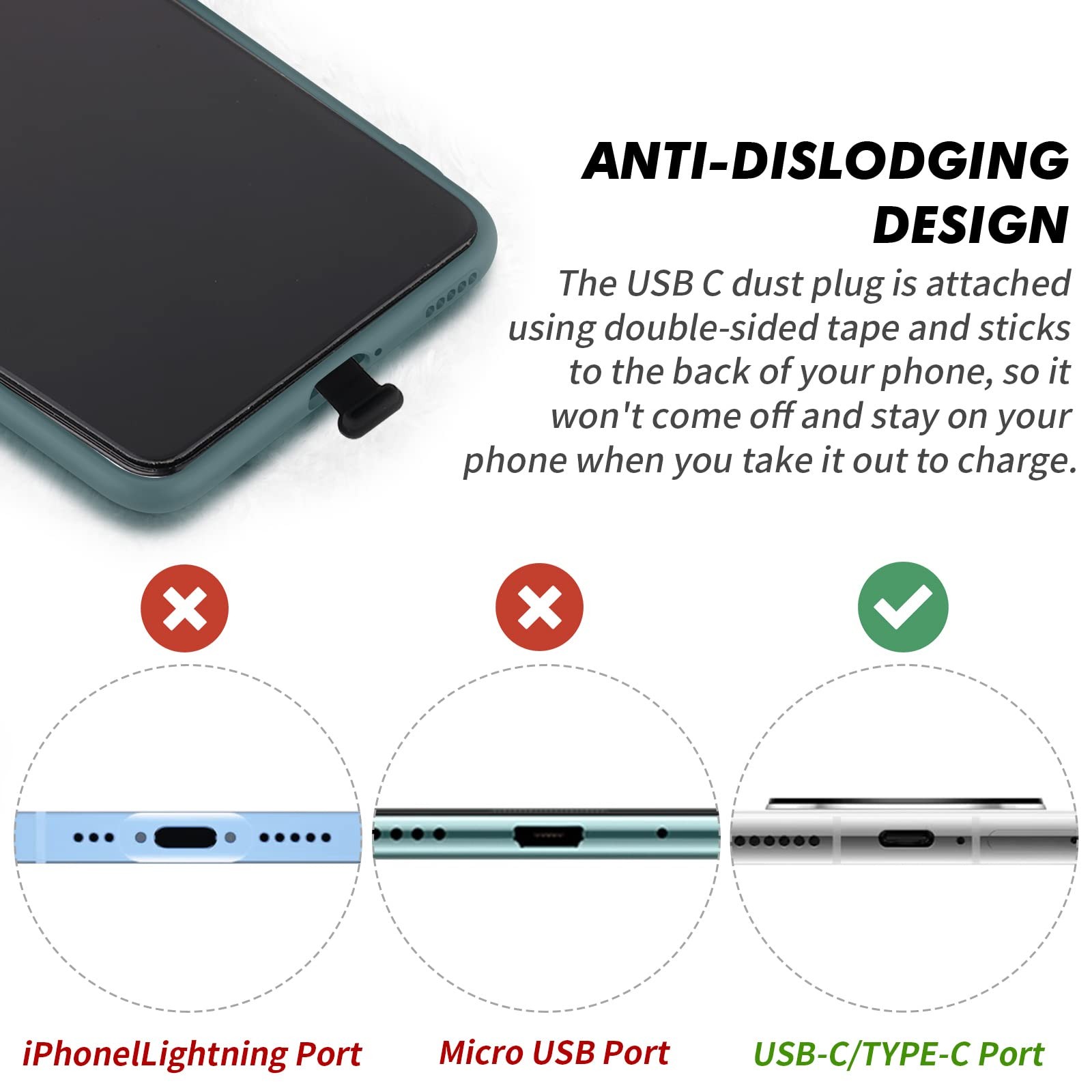 3 Packs USB C Dust Plug for Phone USB Type C Port Silicone Dust Cover Cap Cloud