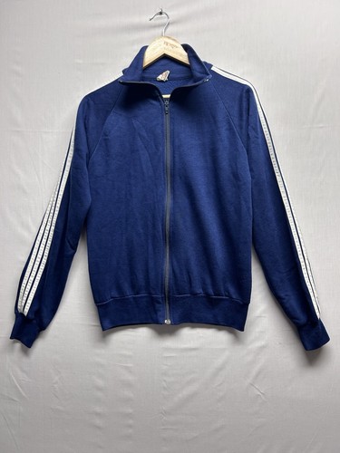 Vintage 1980s Kids XL 18/20 Navy Blue Warmup Track Jacket 3 Stripe Old School - Picture 3 of 6