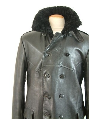 1940's SWEDISH MILITARY LEATHER COAT..40