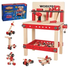 WORKPRO 70PC Kids Wooden Workbench Kit Building Toy Educational Construction Toy