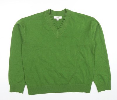 Marks and Spencer Herren Pullover Grün Wollmischung V-Ausschnitt Größe M