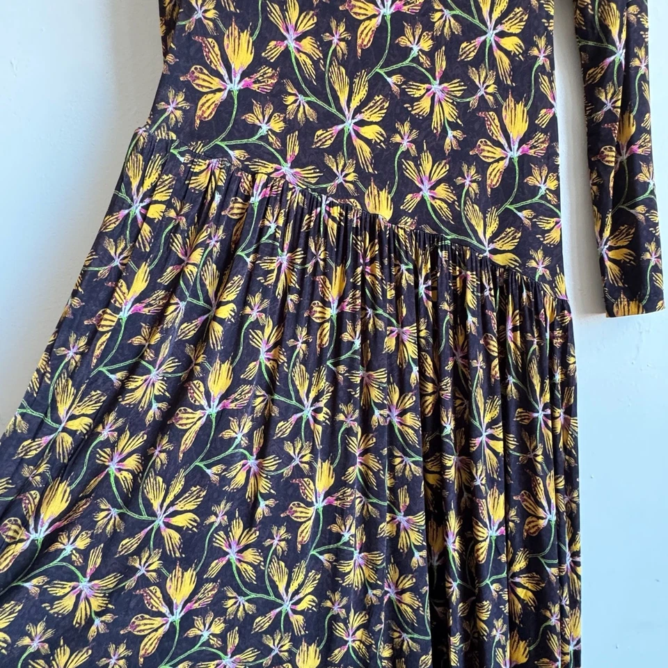 ULLA JOHNSON Fernanda Drop-Waist Floral-Print Stretch-Jersey Turtleneck Dress - Image 4 of 4