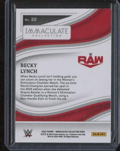 2023 Panini Immaculate Collection BECKY LYNCH #20 Base /75 RAW Superstar MTN3 - Picture 2 of 2