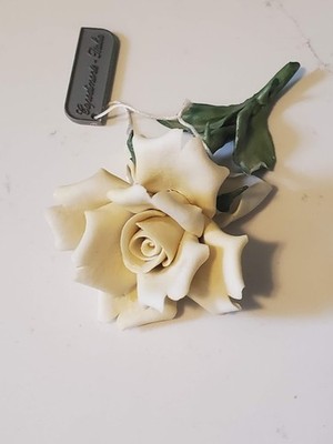 Capodimonte I Borbone Porcelain Italy Yellow Rose Flower Vintage 5''