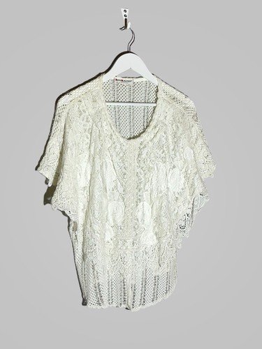 Vintage Saint Laurent Weiß Spitze Boho Bluse Top Gr. 40 Made in France - Bild 3 von 14