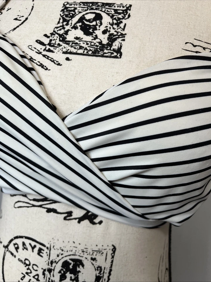 Victoria's Secret Bikini Top Swim Suit Wrap Halter Light Padding Striped - 36C - Image 2 of 4