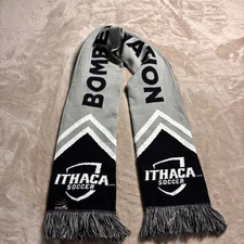 Ruffneck Ithaca College Soccer Bomber Nation Knit Fringe Scarf Navy Gray Unisex