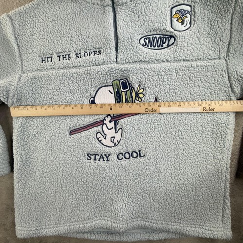 Peanuts Sweatshirt Womens XL Blue Sherpa Fleece Pullover 1/4 Zip Snoopy Ski Cozy - Picture 7 of 14