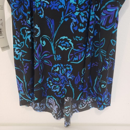 NEW!! Trimshaper Women Plus SIZE 24W Floral Tankini Swimsuit Top Blue Black - Picture 2 of 11