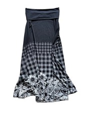 Vintage 90s Whimsigoth Fold Over Maxi Skirt S Floral Goth Grunge Flowy Festival