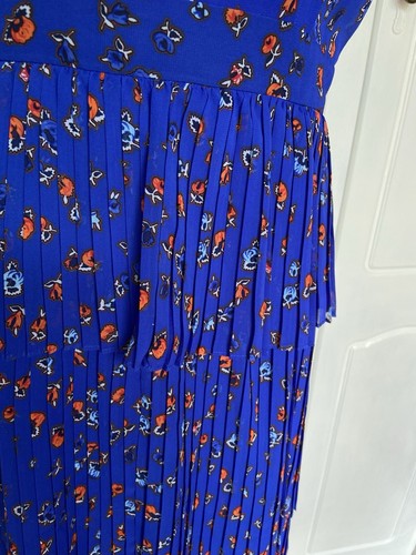 Whistles Dress Size 14 Maxi Blue Floral Party Wedding Guest Frill Boho Mock Neck - Picture 10 of 21