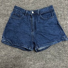 SHEIN Denim Shorts Womens Size 26 Blue High Waisted Cuffed Hem Casual Summer