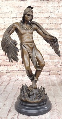 Handmade Milo Indian Chief Bust Bronze Cultural Figure Sculpture Art Décor SALE