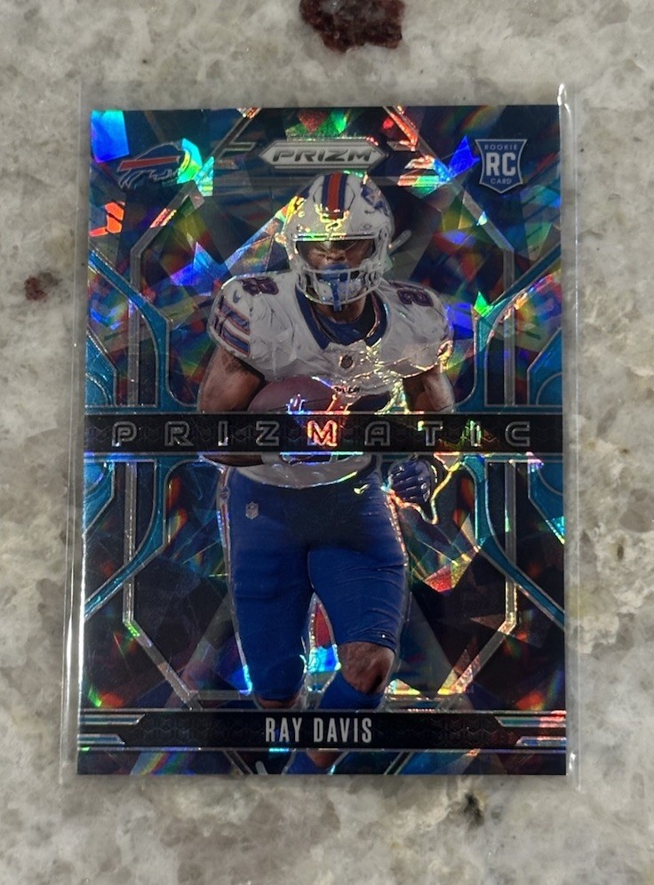 2024 Panini Prizm #18 Prizmatic Ray Davis Blue Ice Prizm /99 (RC) Buffalo Bills