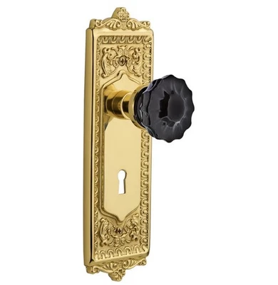 Nostalgic Warehouse 727479 Mortise 2.25 Egg and Dart Solid Brass - Black Knob - Image 1 of 4