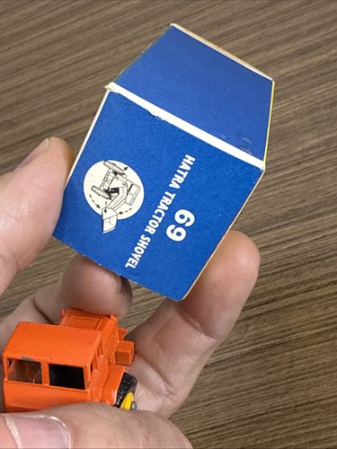 Vintage Lesney Matchbox Hatra Tractor Shovel #69 Solid Orange Near Mint Box - Bild 12 von 13