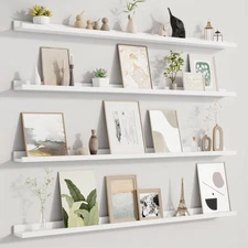 Picture Ledge Shelf for Wall, Floating Shelves Set of 4, 48 Inch Long Nursery...