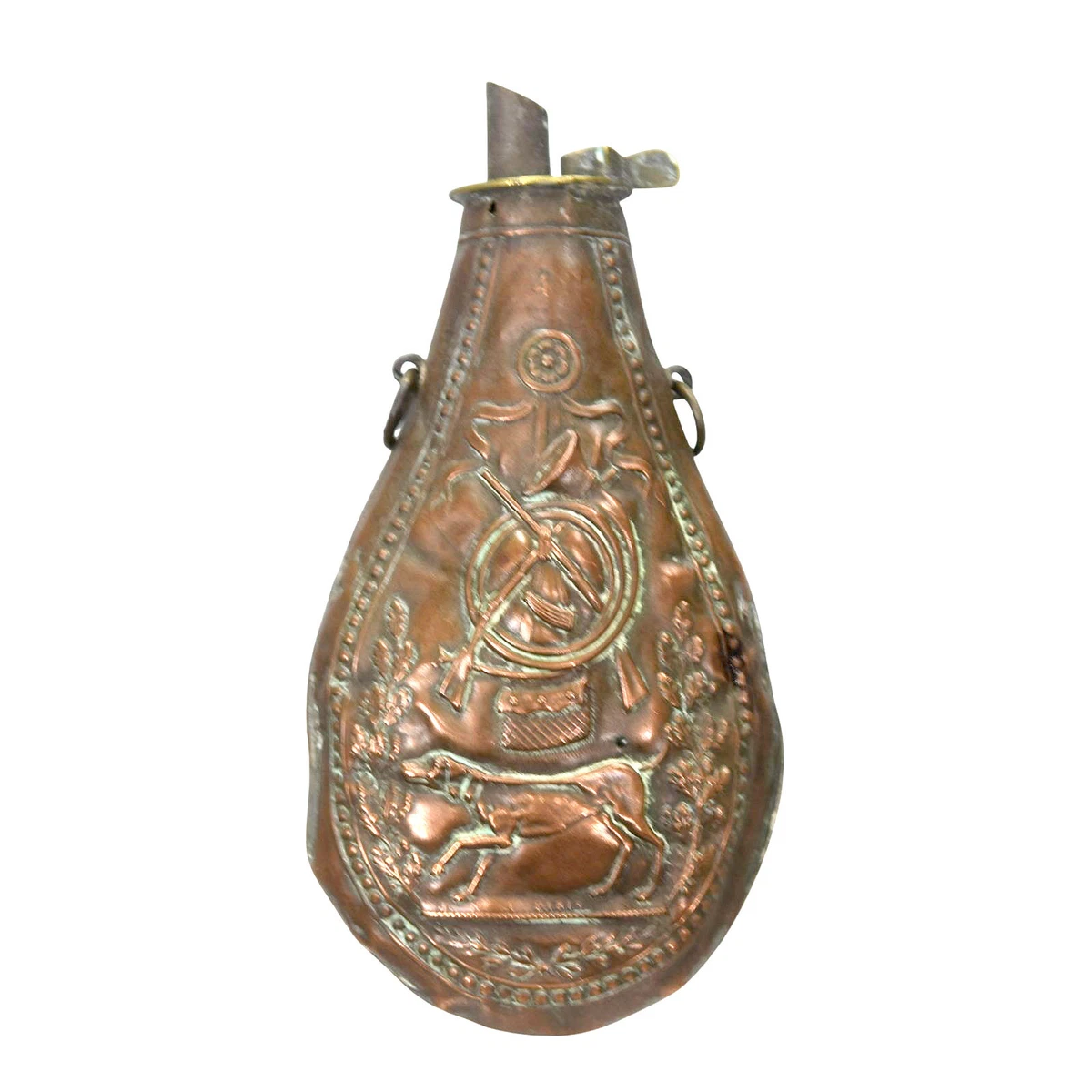 Poire à Poudre Ancienne En Cuivre - Chasse, Collection - Style 1900 - Origine France - Occasion