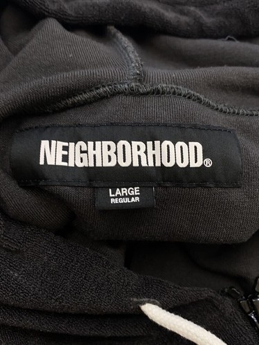 Neighborhood Black Zip-Up Hoodie Solid Polyester Streetwear Layered Style Size L - Picture 3 of 8
