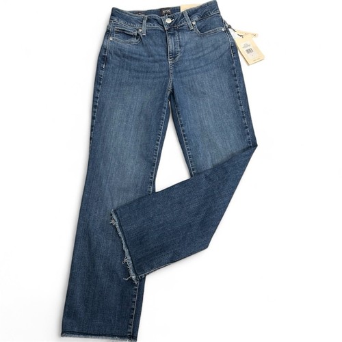 Jeans NYDJ Marilyn gamba dritta alla caviglia orlo sfilacciato Stillwater Lake blu nuovo con etichette taglia 4 - Foto 1 di 8