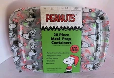 Peanuts SNOOPY Red CHRISTMAS 20 Piece Meal Prep Food Storage Containers 🆕🆓Ship