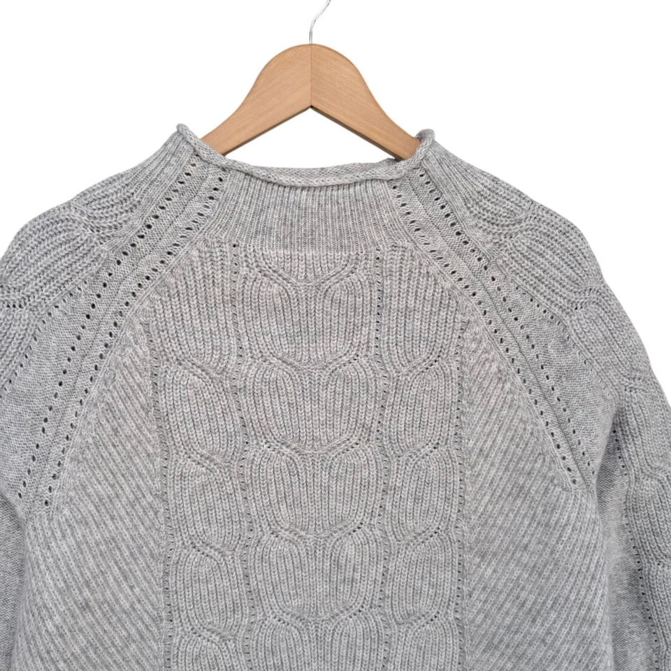 Suéter Talbots Cuello Simulado Mujer Gris Mezcla Lana Grueso Tejido Pullover Talla L Foto 3 de 4