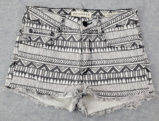 Bullhead Denim Shorts High Rise Cutoff Gray White Aztec Print Women's Jr Size 5