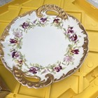 T & V France Venice Porcelain Platter Floral Purple Gold Trim Handles — photo 1