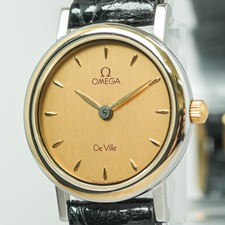 Vintage *NEAR MINT* OMEGA De Ville Cal.1470 Quartz Gold 23mm Genuine Belt Ladies