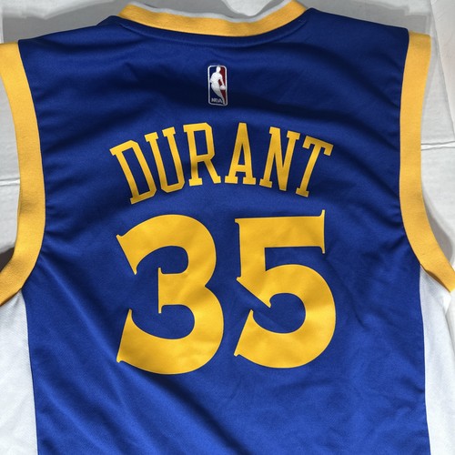 Adidas Golden State Warriors Blue Yellow Basketball Kevin Durant 35 Jersey Men S - Picture 7 of 11