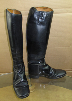 Marlborough Women's 1960''s 70's Knee High Riding Boots Black Leather US Size 7